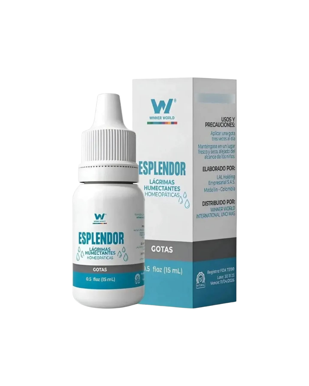 Caja y frasco de gotas oftálmicas Esplendor 15 mL